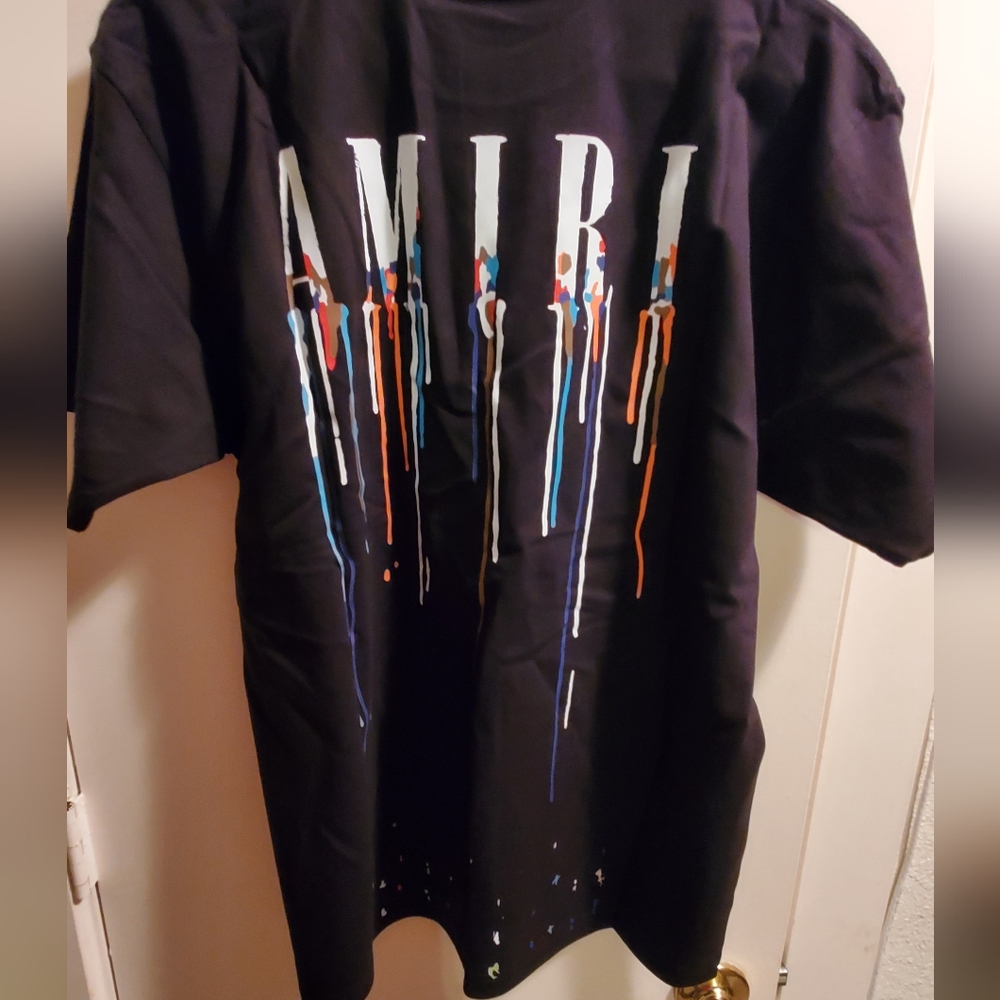 Amiri t shirt drip logo black